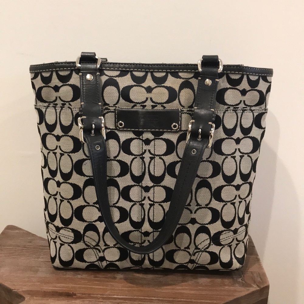 Authentic Coach black and grey handbag